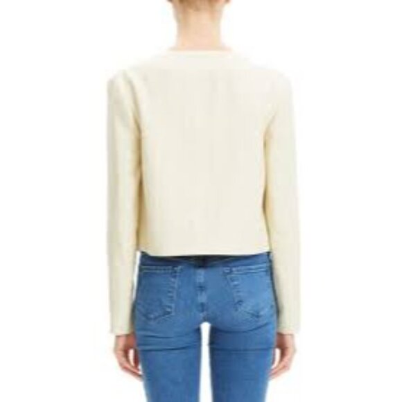 Theory Womens Cropped Jacket Size 12 Light Linen Luxe Beige NWT - Picture 6 of 12